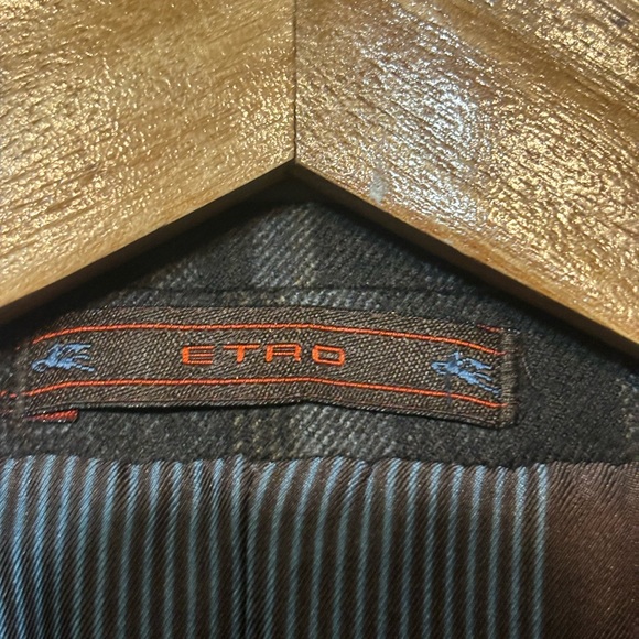 ETRO Milano Italian Wool, Silk/Cupro Lined Striped Designer Blazer - Picture 4 of 12